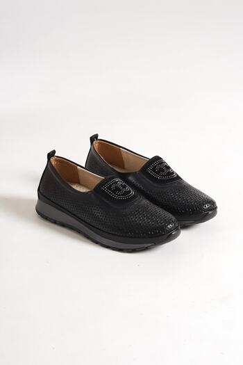 Moda Değirmeni Black Skin Women's Stone Casual Shoes Bg1157-111-0003
