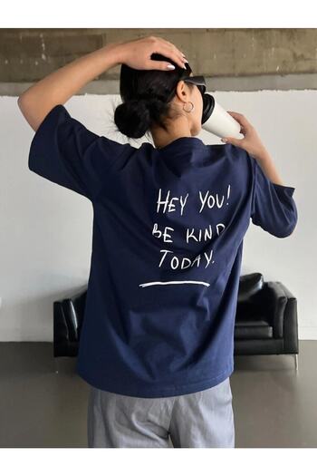 AFROGİYİM Γυναικείο μπλουζάκι Hey You Be Printed Oversize