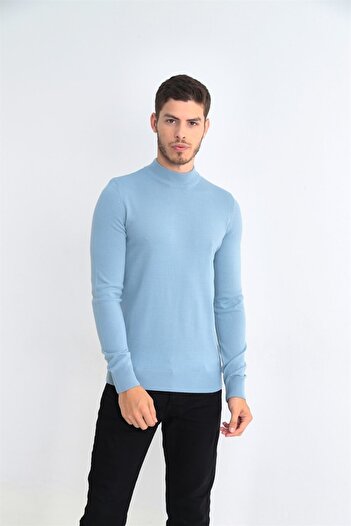 ELM WEAR Basic Half Turtleneck Sweater - Blue