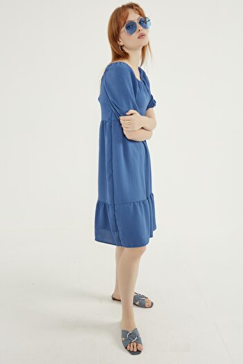 MEECY Rochie de damă cu guler Madonna albastru indigo