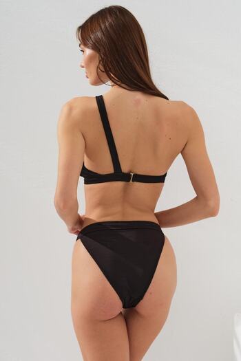 Pierre Cardin Women's Low-cut Single Shoulder Black Bikini 2c3t1n2o09