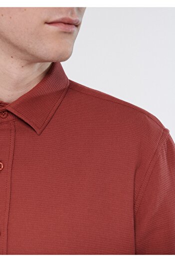 Mavi Turuncu Gömlek Slim Fit / Dar Kesim 8810217-83607