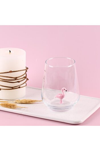 ADAMODART Decorative Single Water Glass with Flamingo Figure
