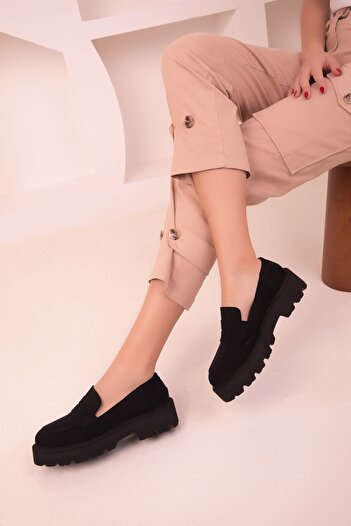 SOHO Black Suede Women's Casual Shoes 17853