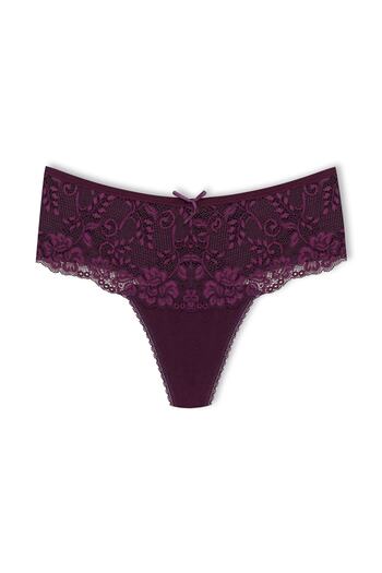 HNX 3-Piece Cotton Lace Front High Waist Large Size Thong Women's Panties