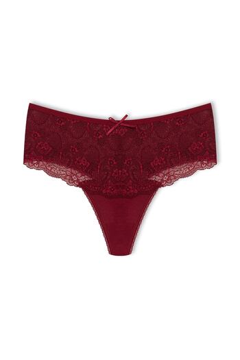 HNX 3-Piece Cotton Lace Front High Waist Large Size Thong Women's Panties