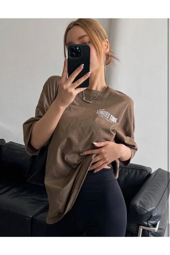 AFROGİYİM Women's Limited Time Printed Oversize T-shirt