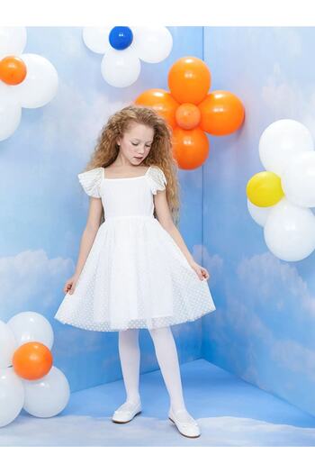 LC Waikiki 29 October and 23 April Square Collar Self Patterned Girl's Dress from Aymira Giyim
