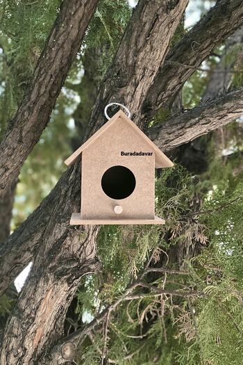 Buradadavar Hobi Ahşap Wooden Birdhouse Nest 11x11x14