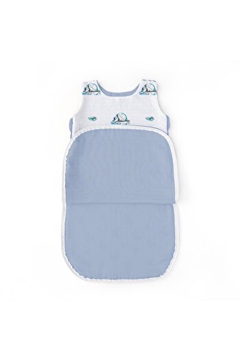 DEUX LAPINS 0-6 Months Baby Muslin Sleeping Bag - 100% Cotton, 0.5 Tog, Seal Pattern - Le Phoque