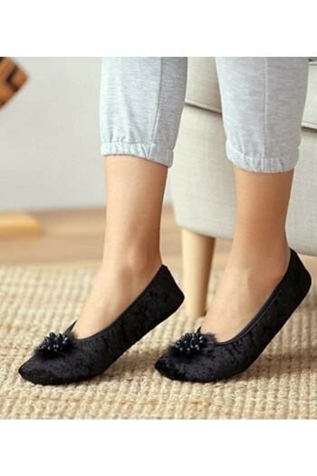 My Hafhaf Black Women's Kitty Booties Slippers Foldable Thin Sole Home Shoes Non-Slip No Sound