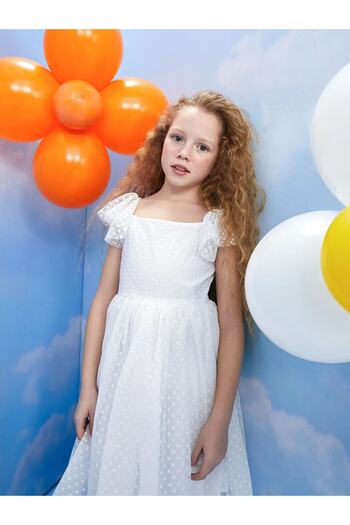 LC Waikiki 29 October and 23 April Square Collar Self Patterned Girl's Dress from Aymira Giyim