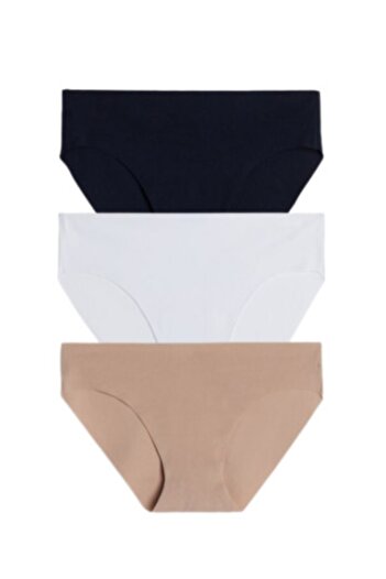 Papatya Women's Laser Cut Seamless Non-Marking Panties 3-Piece Set
