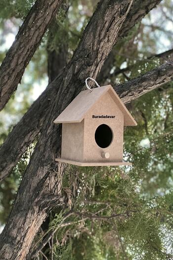 Buradadavar Hobi Ahşap Wooden Birdhouse Nest 11x11x14