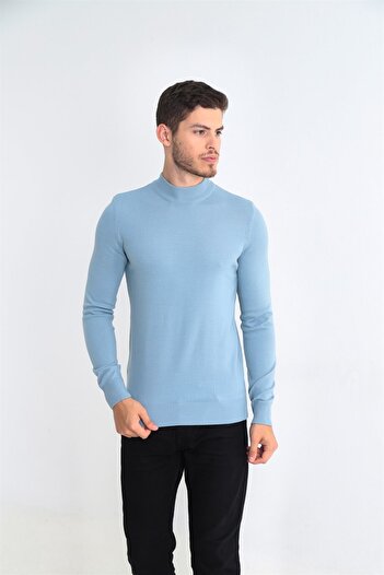 ELM WEAR Basic Half Turtleneck Sweater - Blue