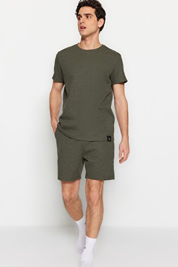 Trendyol Collection Σετ πιτζάμες Khaki Regular Fit με σορτς TMNSS23PT00036