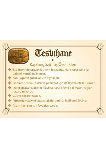 Tesbihane Non-Tarnish Metal Tasseled Globe Cut Turtle Eye Natural Stone Rosary101000265