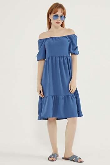MEECY Rochie de damă cu guler Madonna albastru indigo