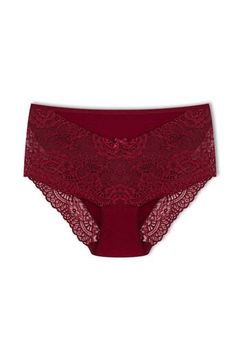 HNX Burgundy Front and Back Lace Plus Size Cotton Bato Women's Panties