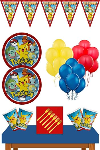 Parti Furyası Pokemon Birthday Concept 16 Person Pokemon Birthday Set Economical