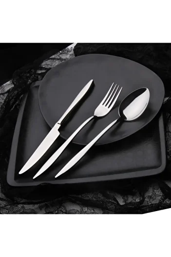 Demir Çeyiz Dmr Life 84 Pieces 12 Person Ruby Plain Fork Spoon Set