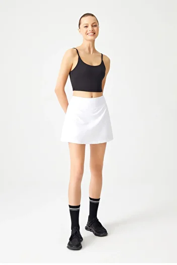 Los Ojos White 2 Layer Tennis Skirt - Shorts Skirt - Sports Skirt Tennis Skirt
