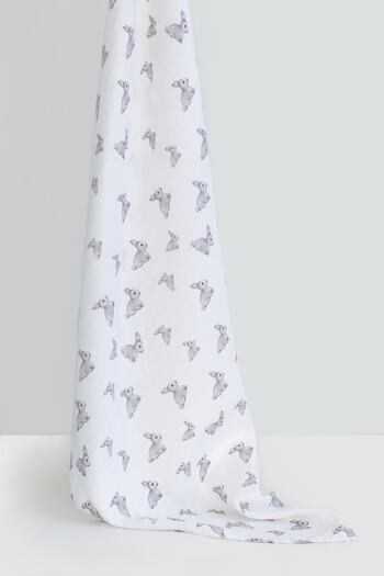 DEUX LAPINS 2-Piece Muslin Baby Blanket - 100% Cotton, Iconique Lapin and Cotton Grey 100X100