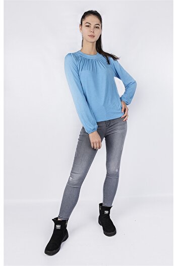 Miss Murem Back Buttoned Blouse-baby Blue