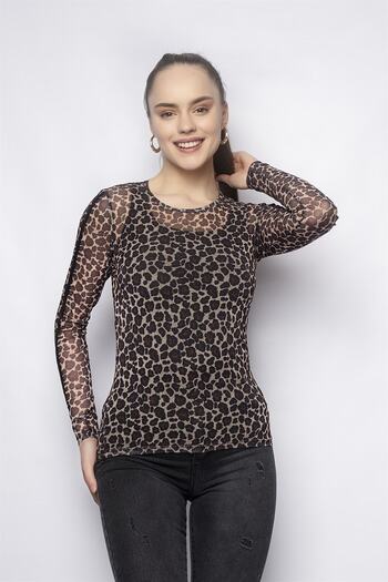 Miss Murem Tulle Blouse-leopard Black