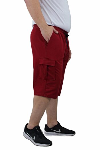 MocGrande Large Size Commando Pocket Combed Cotton Shorts 23602 Claret Red