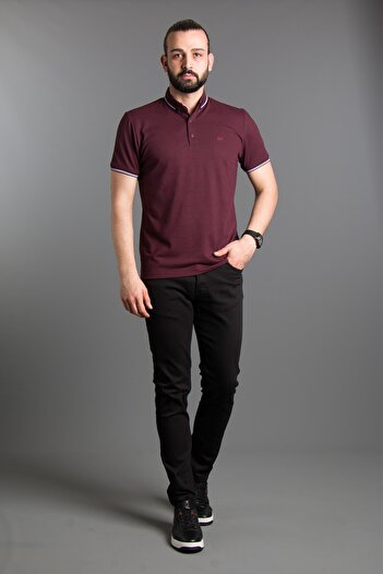 ZEKİ ÖZER Ανδρικό μπλουζάκι Plum Basic Polo Neck