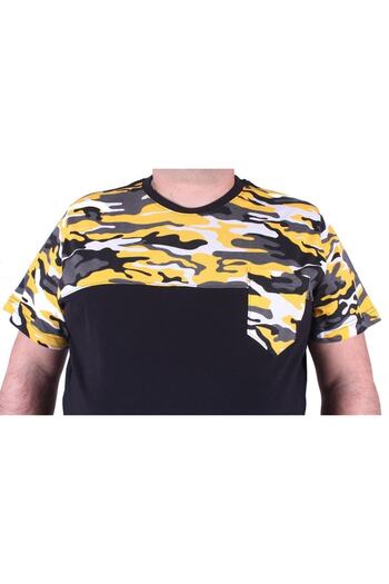 MocGrande Plus Size Men's Camouflage T-Shirt with Pockets 23145 Mustard