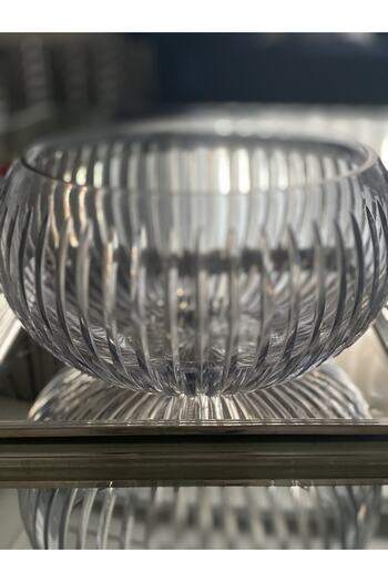 dekorasyon garajı Crystal Cut Round Glass Salad Bowl