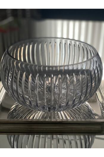 dekorasyon garajı Crystal Cut Round Glass Salad Bowl