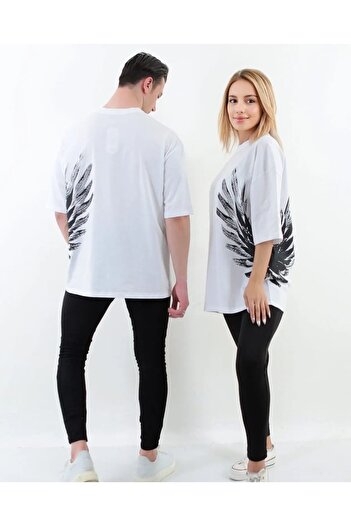 Machetta Μπλουζάκι Unisex από βαμβακερό τυπωμένο φτερό Oversize (τιμή για το τεμάχιο)