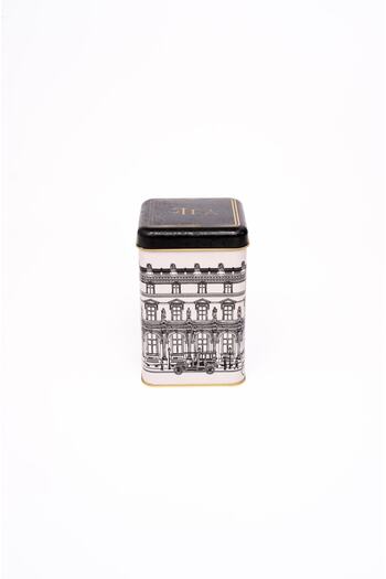 EVLE Er022-1a City Tea Patterned Square Metal Storage Container 11x11 Cm