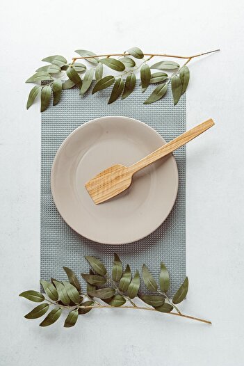 SaltanArt Olive Wood Handmade Wooden Spatula 25 Cm Kitchenware