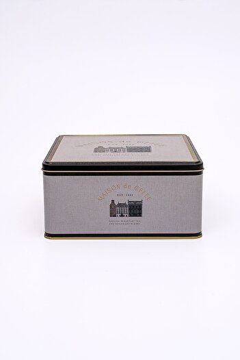 EVLE Er029-7f Azura Coffee Patterned Square Metal Storage Container 24x24 Cm