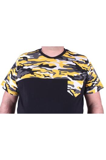 Starbattal Plus Size Men's Camouflage T-Shirt with Pockets 23145 Mustard