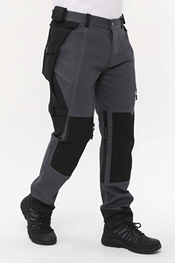 Uniprom Παντελόνι Work Lycra Manchester Model Smoked-μαύρο