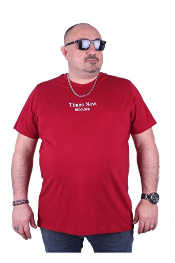 MocGrande Large Size Crew Neck T-Shirt Romance 23104 Claret Red