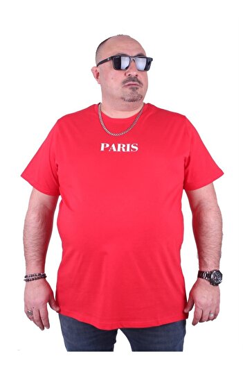 MocGrande Plus Size Crew Neck T-Shirt Paris 23105 Red