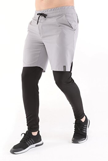 GHASSY CO. Erkek Running Hızlı Kuruma Micropoly Halısaha Antrenman Fitness Uzun Taytlı Outdoor Şort