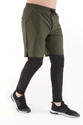 GHASSY CO. Erkek Running Hızlı Kuruma Micropoly Halısaha Antrenman Fitness Uzun Taytlı Outdoor Şort