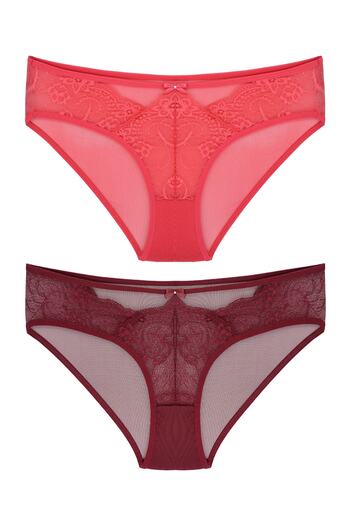 Zena 2-Piece Back Tulle Lace Front Fancy Women's Slip Panties