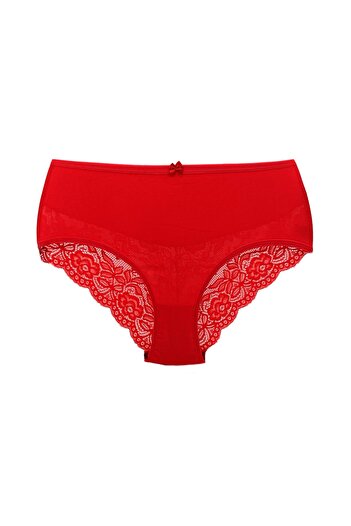 HNX 3-Piece Cotton High Waist Lace Detailed Plus Size Women's Panties