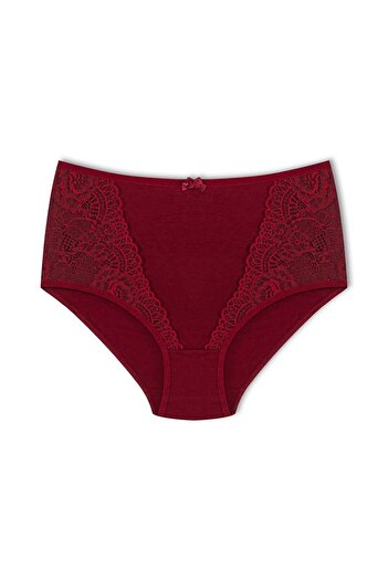 HNX 2-Piece High Waist Large Size Lace Detailed Cotton Bato Women's Panties