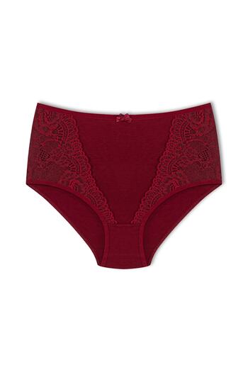 HNX 5-Piece High Waist Large Size Lace Detailed Cotton Bato Women's Panties