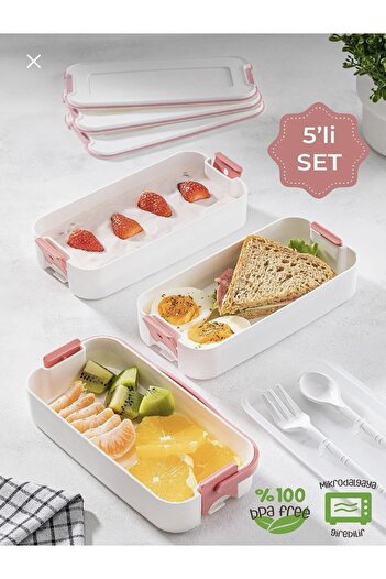 KÜÇÜK EW 3 Layer Portable Food Container – Lunch Box Diet Nutrition Storage Container with Fork and Spoon