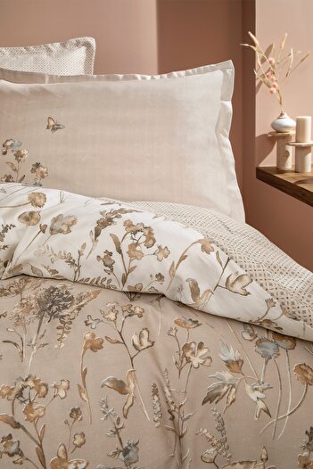 Yataş Katrina Beige Satin Double Bedding Set